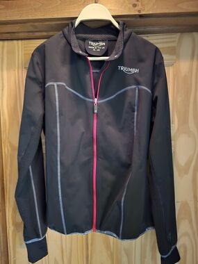 O Triumph Motorcycle Black Mid Layer Jacket with Pink Trim Large